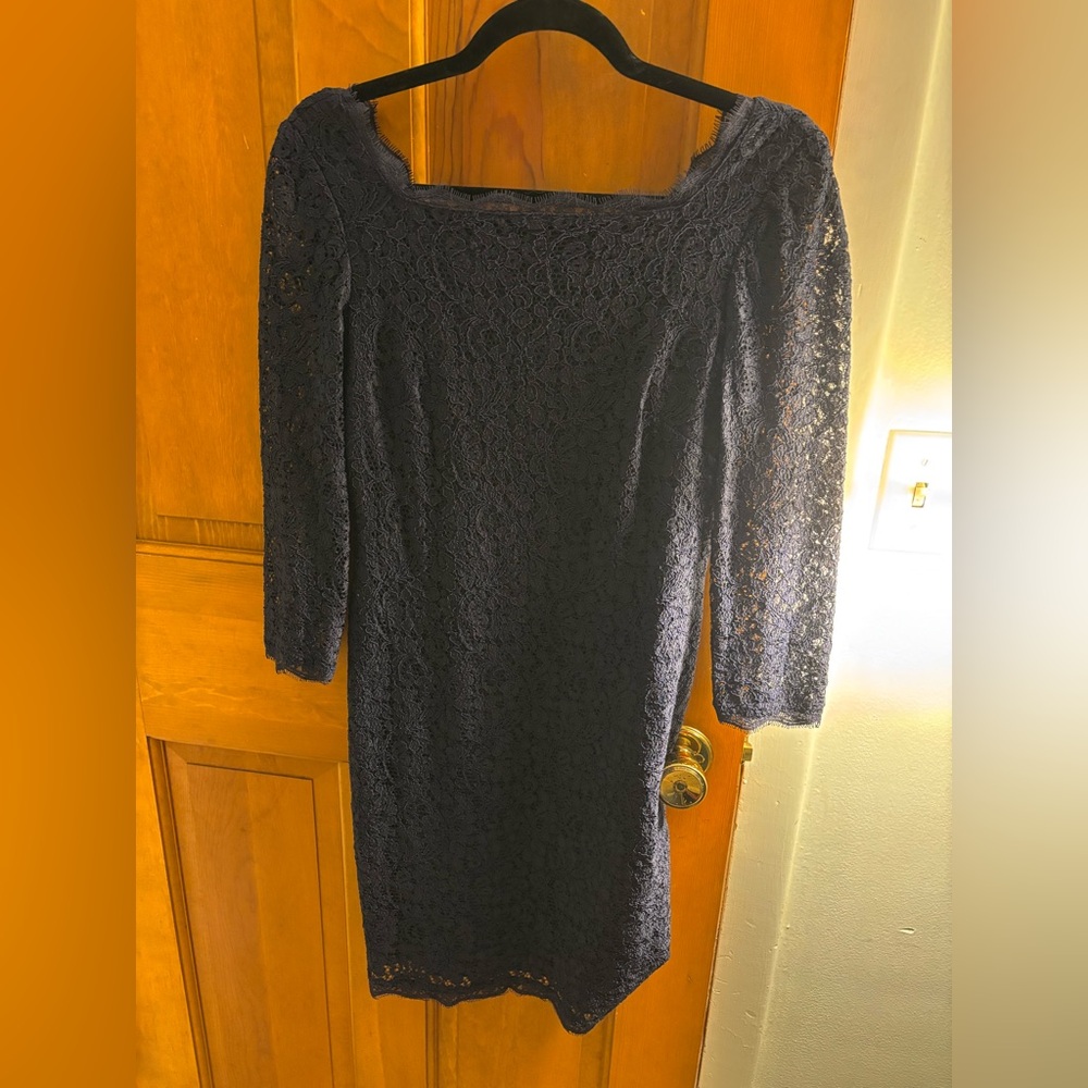 Adrianna Papell Blue Long Sleeve Lace Dress size 6